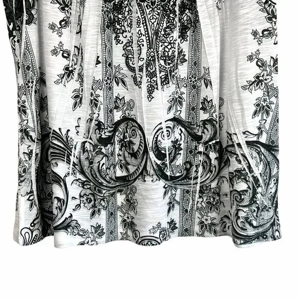 Dressbarn Blouse Top Womens 2X Black & White Paisley Print Embellished EUC - Picture 10 of 16